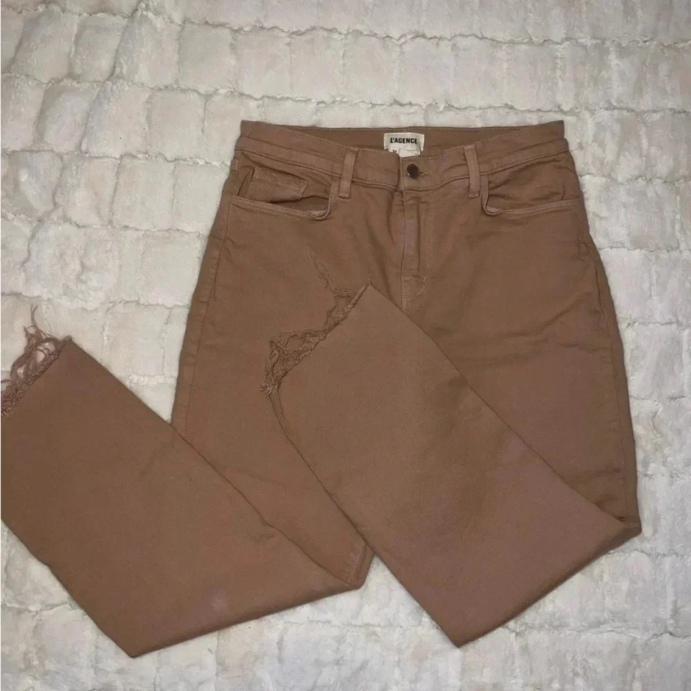 L’agence Tan Skinny Work Pants size 30 Womens Trouser Khaki / Cream Dress Pant